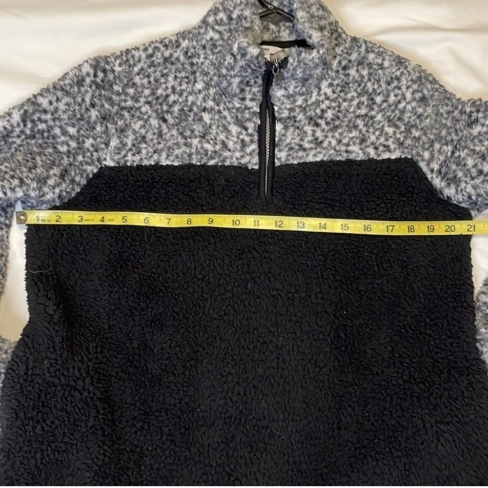 Sonoma Women's Teddy Jacket black white euc medium Sherpa soft warm quarter zip - Picture 6 of 8